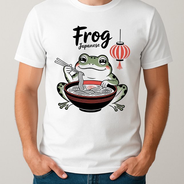 Funny Grumpy Frog Eat Ramen and Rulla Mobil Art T Shirt (Skapare uppladdad)