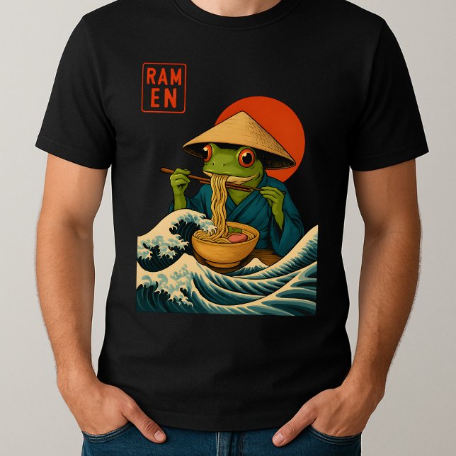 Funny Grumpy Frog Ramen Sumi-e Kawaii Bläck Painti T Shirt (Skapare uppladdad)