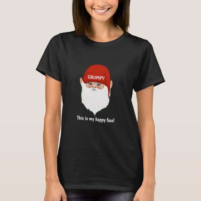 Funny Grumpy Gnome Ansikte T Shirt (Framsida)