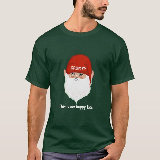 Funny Grumpy Gnome Ansikte T-Shirt (Framsida)