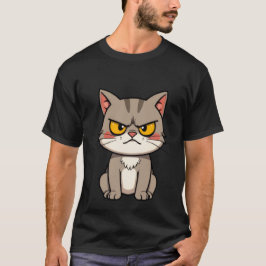 Funny Grumpy Grey Tabby Cat Serious Stare ✨🐾😠 T Shirt