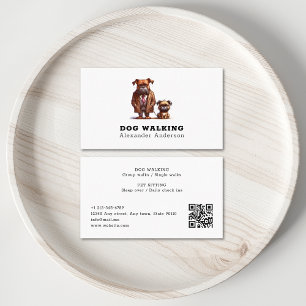 Funny Grumpy Hund Walking Pet Sitta QR-kod Visitkort