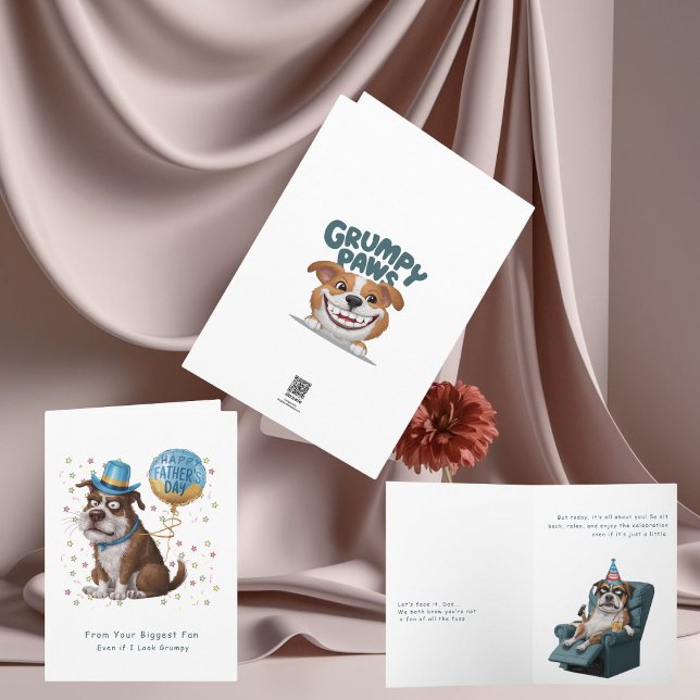 Funny Grumpy Hund's Day Card Inbjudan (Make Dad Laugh with this Grumpy Dog Father’s Day Card – Perfect for a Fun Celebration!)