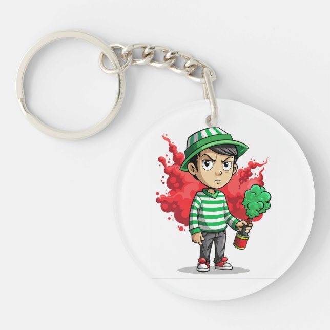 Funny grumpy kid acrylic keychain  (Framsidan)