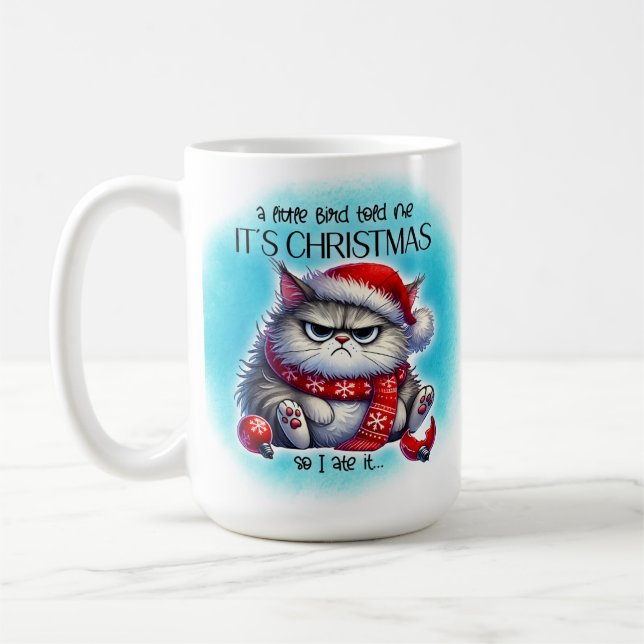 Funny Grumpy Mad Kitty Christmas | Coffee Mug Kaffemugg (Vänster)