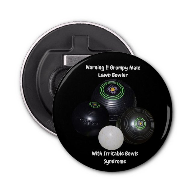 Funny Grumpy Male Gräsmatta Bowlareare, Flaska-öpp Flasköppnare (Framsidan)