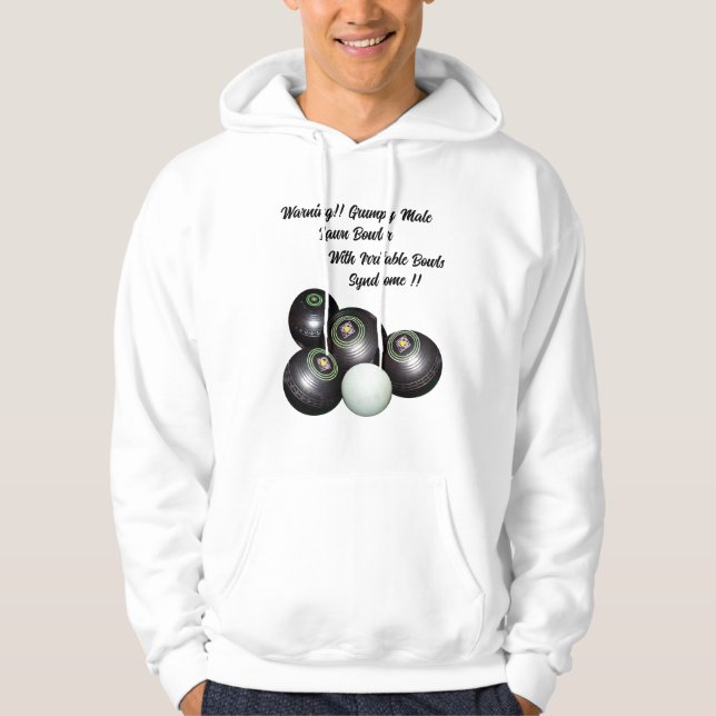 Funny Grumpy Male Gräsmatta Bowlareare, Hoodie (Framsida)