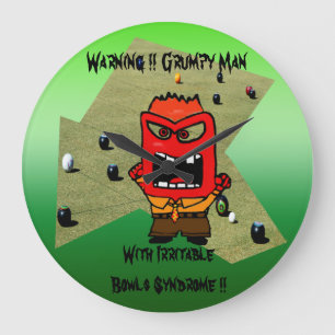 Funny Grumpy Man Gräsmatta Bowls Design Stor Klocka