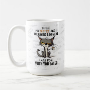 Funny Grumpy Morgon Person Mugg, kaffe Cat Kopp
