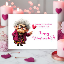 Funny Grumpy Old Lady Attitude Valentine’s Day   Julkort