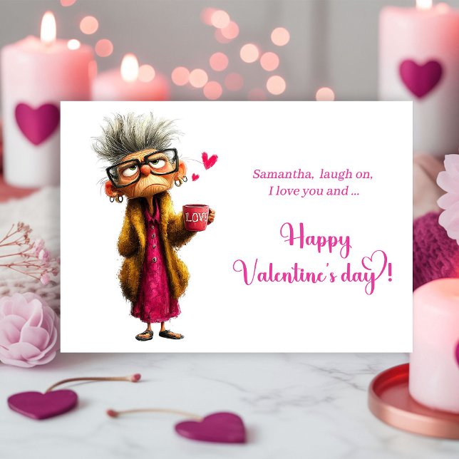 Funny Grumpy Old Lady Valentine Card Humor Julkort (Funny Grumpy Old Lady Valentine Card Humor)