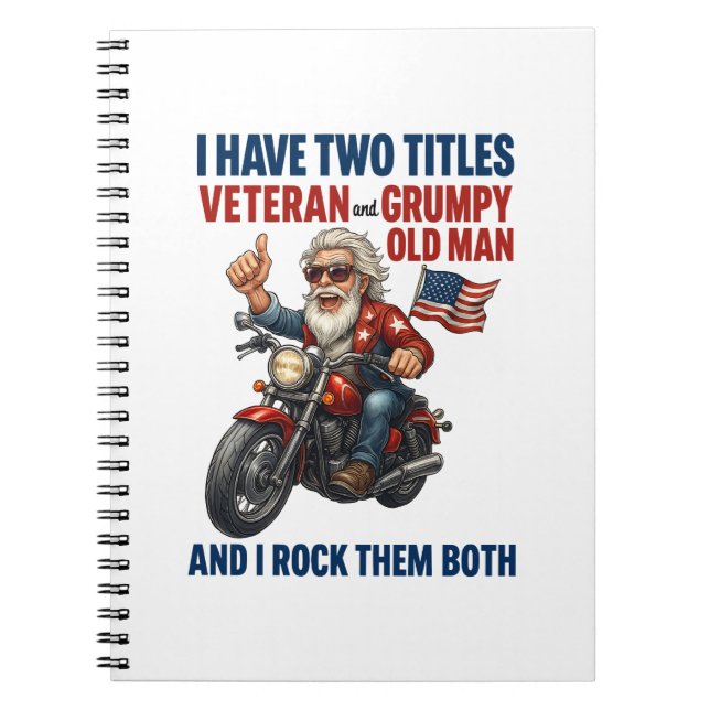 Funny Grumpy Old Man Veteran Motorcykel Anteckningsbok (Framsidan)