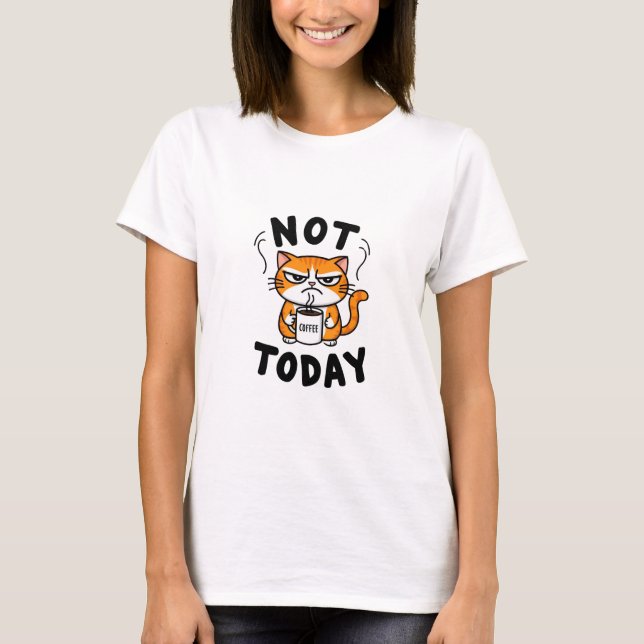 Funny Grumpy Orange och White Tabby katt T Shirt (Framsida)