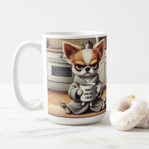 Funny Grumpy Tecknad hund i köksscenen Kaffemugg