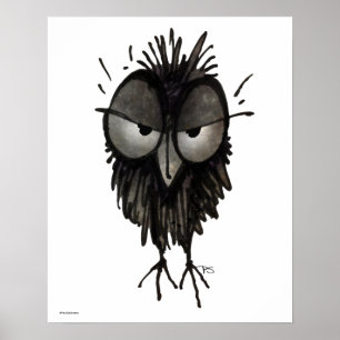Funny Grumpy Uggla Art Poster