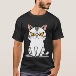Funny Grumpy White Tabby Cat Staring  ✨🐾😠 T Shirt