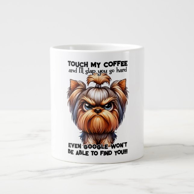 Funny Grumpy Yorkshire Terrier Hund Mugg Jumbo Mugg (Framsidan)
