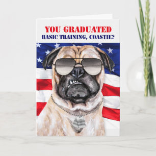 Funny grundutbildning Pug Hund Kusten Guard Studen Kort