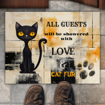 Funny Grunge Ocher Black Cat
