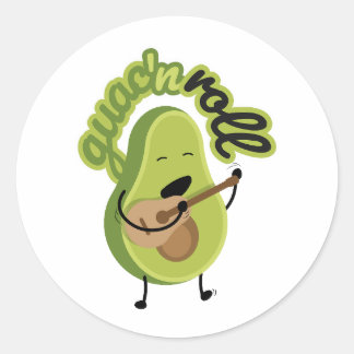Funny Guac och Roll Avocado Sticker Runt Klistermärke