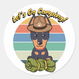Funny Guard hund vill gå och campa Runt Klistermärke