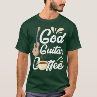 Funny Gud Guitar Coffee Preacher Christian Music P T Shirt