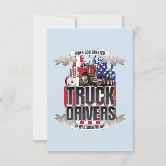 Funny Gud Skapat Lastbil Drivers American Flagga Kort (Framsida)