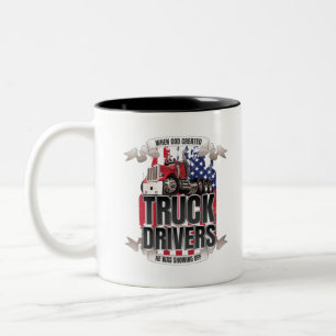 Funny Gud Skapat Lastbil Drivers American Flagga Två-Tonad Mugg