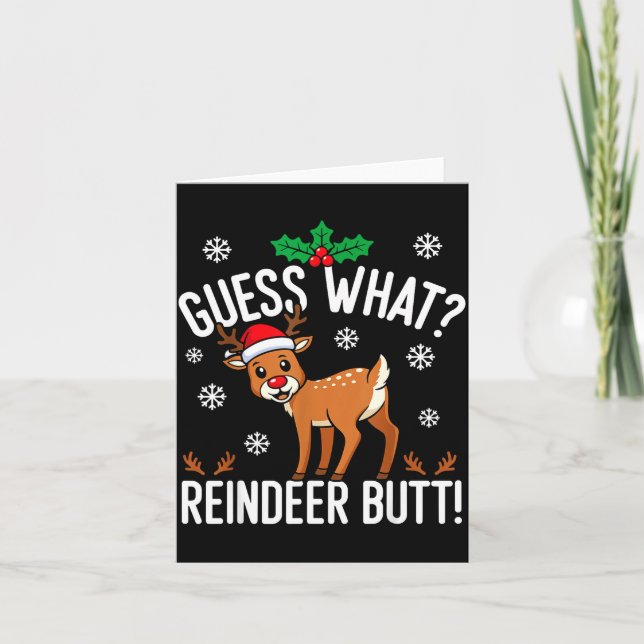 Funny Guess What Reindeer Butt Christmas Reindeer  Kort (Framsida)