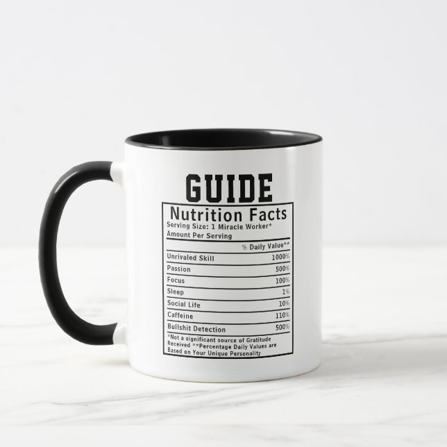 Funny Guide Nutrition Facts Instructor Worker Gift Mugg (Vänster)