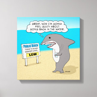 Funny Guilty Shark på Beach Canvastryck