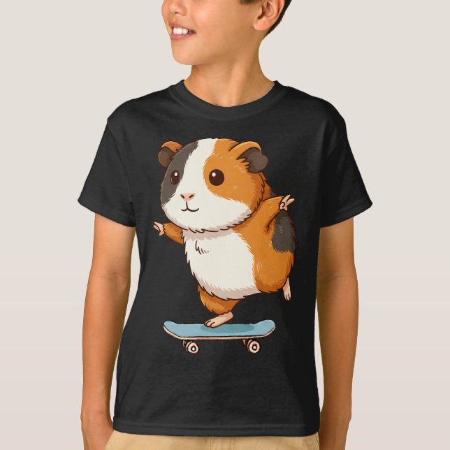 Funny Guinea G Skater Skateboard Ballerina Zoo Boy T Shirt (Framsida)