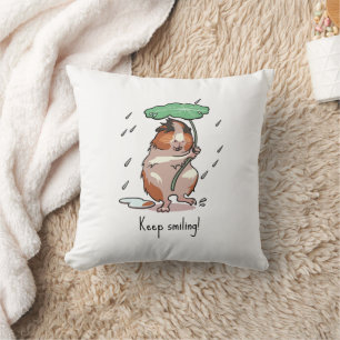 Funny Guinea Gris Behålla Smiling Rain Dancing Tec Kudde