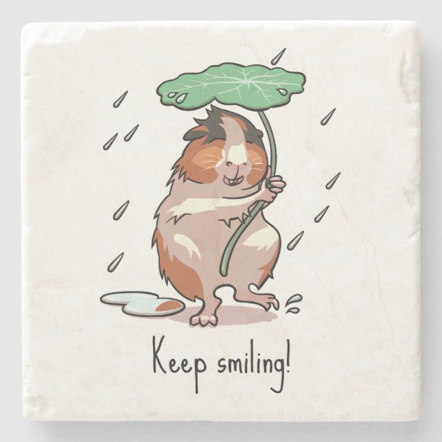 Funny Guinea Gris Behålla Smiling Rain Dancing Tec Stenunderlägg (Framsidan)