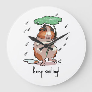 Funny Guinea Gris Behålla Smiling Rain Dancing Tec Stor Klocka