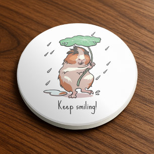 Funny Guinea Gris Behålla Smiling Rain Dancing Tec Underlägg