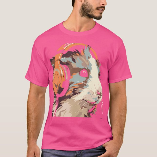 Funny Guinea Gris Gerbil-hörlurar T Shirt (Framsida)