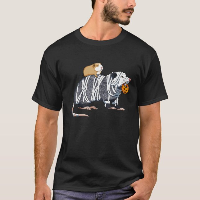 Funny Guinea Gris Riding Mummy Opossum Halloween T Shirt (Framsida)