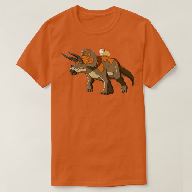 Funny Guinea Gris Riding Triceratops Dinosaur T Shirt (Design framsida)