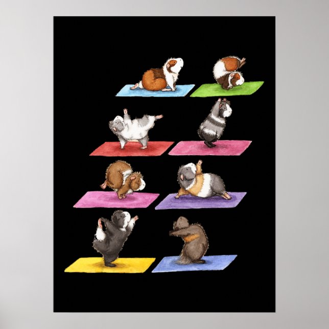 Funny Guinea Gris Yoga Poster (Framsidan)