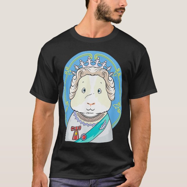 Funny guinea pig dressed as queen Design  T Shirt (Framsida)