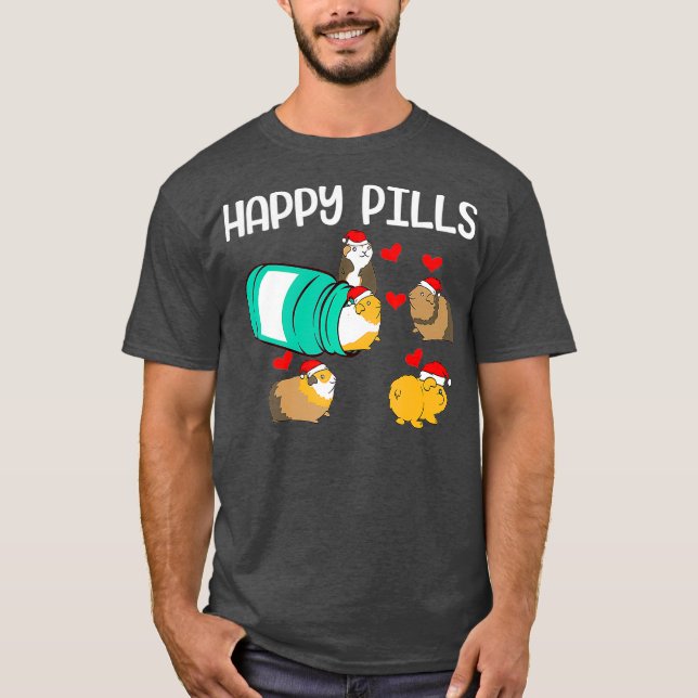 Funny guinea pig Happy Pills pet gift T Shirt (Framsida)