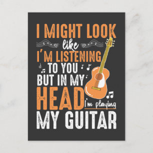 Funny Guitar Beroende Musician Guitarist Player Vykort