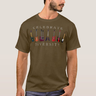 Funny Guitar Celebrate Diversity Vintage Music372 T Shirt