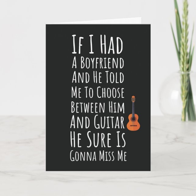 Funny Guitar Player Cards For Women Guitarist Girl Kort (Framsida)