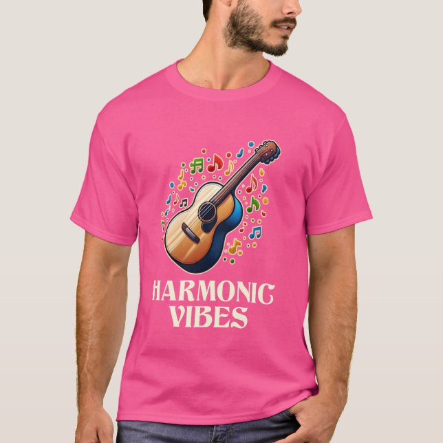 Funny Guitar Player Harmonic Musician Acoustic Gui T Shirt (Framsida)