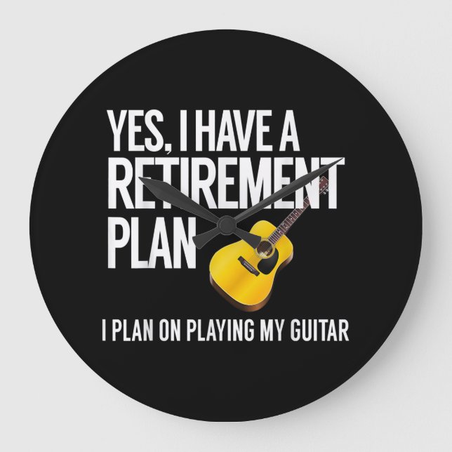 Funny Guitar Player Pension Gift Stor Klocka (Framsida)