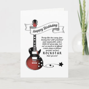 Funny Guitar Rockstar Guitarist Rocker Birthday Ca Kort