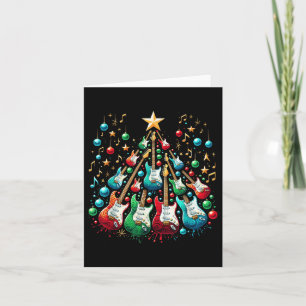Funny Guitar Santa Hat Julgran Guitar Music Kort