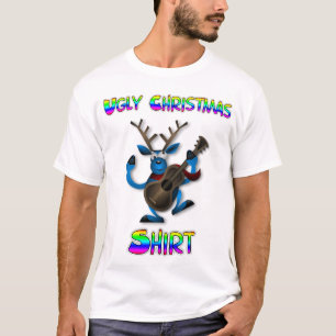 Funny Guitar Spelar upp Reindeer Ugly-julshirt Tee Shirt